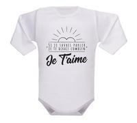 IDYLEA Body bébé Si je savais parler, je te dirais combien je t’aime - Coton doux certifié - Manches longues ou courtes - Message tendre