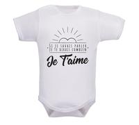 IDYLEA Body bébé Si je savais parler, je te dirais combien je t’aime - Coton doux certifié - Manches longues ou courtes - Message tendre