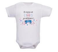 IDYLEA Body bébé - Si maman dit non, je demande à (au choix : Papi ou Mamie) - Coton doux certifié Oeko-Tex - Blanc manches longues ou courtes - Cadeau drôle pour bébé