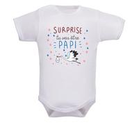 IDYLEA Body bébé Surprise tu vas être papa/papi/mamie - Annonce grossesse - 100% coton Oeko-Tex - Marquage français - Cadeau original - Manches courtes ou longues