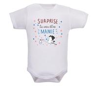 IDYLEA Body bébé Surprise tu vas être papa/papi/mamie - Annonce grossesse - 100% coton Oeko-Tex - Marquage français - Cadeau original - Manches courtes ou longues
