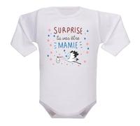IDYLEA Body bébé Surprise tu vas être papa/papi/mamie - Annonce grossesse - 100% coton Oeko-Tex - Marquage français - Cadeau original - Manches courtes ou longues