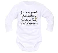 IDYLEA body j'ai une famille cinglée, papa maman papi mamie parrain marraine tonton ou tatie - 12-18 mois, mamie - Manches Longues