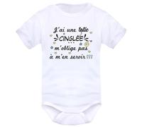 IDYLEA body j'ai une famille cinglée, papa maman papi mamie parrain marraine tonton ou tatie - 18-24 mois, tatie - Manches Courtes