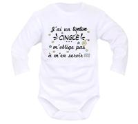 IDYLEA body j'ai une famille cinglée, papa maman papi mamie parrain marraine tonton ou tatie - 2-3 mois, tonton - Manches Longues