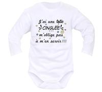 IDYLEA body j'ai une famille cinglée, papa maman papi mamie parrain marraine tonton ou tatie - 3-6 mois, tatie - Manches Longues