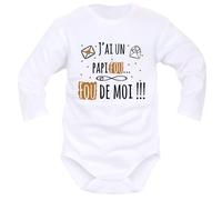 IDYLEA Body naissance il est fou... fou de moi » - Cadeau bébé Noël - Cadeau nouveau-né mixte - - 18-24 mois, PAPI - MANCHES LONGUES