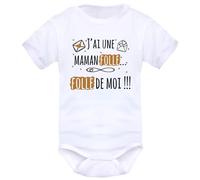 IDYLEA Body naissance il est fou... fou de moi » - Cadeau bébé Noël - Cadeau nouveau-né mixte - - 2-3 mois, MAMAN - MANCHES COURTES