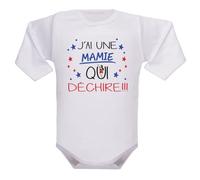 IDYLEA Body - papa - papi - parrain - tonton - maman - mamie - marraine - tatie qui déchire ? cadeau naissance - idée cadeau bébé original - 6-12 mois, MAMIE - MANCHES LONGUES