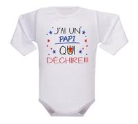 IDYLEA Body - papa - papi - parrain - tonton - maman - mamie - marraine - tatie qui déchire ? cadeau naissance - idée cadeau bébé original - 2-3 mois, PAPI - MANCHES LONGUES