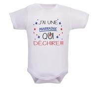 IDYLEA Body - papa - papi - parrain - tonton - maman - mamie - marraine - tatie qui déchire ? cadeau naissance - idée cadeau bébé original - 2-3 mois, MARRAINE - MANCHES COURTES