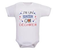 IDYLEA Body - papa - papi - parrain - tonton - maman - mamie - marraine - tatie qui déchire ? cadeau naissance - idée cadeau bébé original - 3-6 mois, TONTON - MANCHES COURTES
