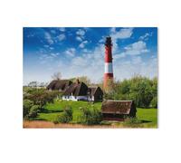 Idylle du Nord-Allemand avec Phare et Ambiance d’été，Bricolage 1000 Pièces Jigsaw Puzzles Éducatif Intellectuel Jouet De Décompression Amusant Jeu De Famille pour Enfants（75x50cm）-I59