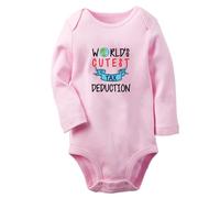 iDzn Babies World's Cutest Tax Deduction Funny Rompers Newborn Baby Bodysuits Infant Jumpsuits Toddler Long One-Piece Outfits Clothes, Pink, 0-6 maanden