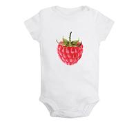 iDzn Barboteuse imprimée image framboise fruit nouveau-né bébé combinaisons nourrisson grenouillères tout-petits nouveauté une pièce tenues, Framboise D et blanc, 6-12 Months