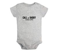 iDzn Call of Daddy, Mom Ops Barboteuse amusante pour nouveau-né et bébé Combinaisons à manches courtes une pièce, gris, 6-12 mois