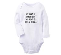 iDzn Grenouillère amusante pour nouveau-né avec inscription « My Mom Is Taken But My Aunt Is Hot And Single », blanc, 0-6 Mois