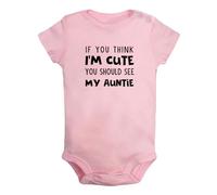 iDzn If You Think I'm Cute You Should See My Auntie Barboteuses drôles, Body pour bébé nouveau-né, Combinaisons pour bébés, Tenues une pièce pour bébés de 0 à 24 mois
