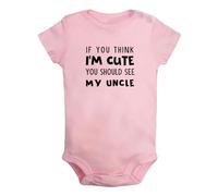 iDzn If You Think I'm Cute You Should See My Uncle Barboteuses drôles, Body pour bébé nouveau-né, Combinaisons pour bébés, Tenues une pièce pour bébés de 0 à 24 mois