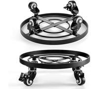 IDZO Lot de 2 bacs à plantes améliorés de 35,6 cm avec roulettes robustes, en acier, support de plantes robuste avec roues verrouillables - Transport d'articles ménagers lourds - Noir