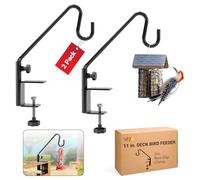 IDZO Lot de 2 crochets de mangeoire à oiseaux pour balustrade, crochet de terrasse de 27,9 cm pour mât d'alimentation à oiseaux, durable à 3 couches avec revêtement en poudre et robuste, construction