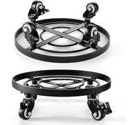 IDZO Lot de 2 supports de plantes en métal améliorés avec roues verrouillables - Transport d'articles ménagers lourds - 30,5 x 30,5 x 9,5 cm, noir