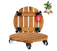 IDZO Pot de Fleurs Rond Caddies-14, Bois, Teck doré, 40,6 x 35,6 x 8,1 cm