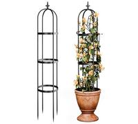 Idzo Treillis obélisque 100% métal pour Plantes grimpantes d'extérieur 1,8 m à 182,9 cm, Treillis de Jardin Noir Robuste pour Vigne grimpante avec revêtement en Pierre, 1 pièce