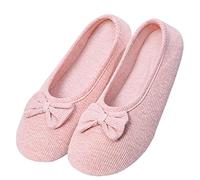 iEasey Ballerines Femme Semelle Rigide Chaussons Confortable Pantoufles fermées, en coton, pour l'été et l'hiver (37/38, Rose, 37)