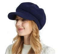 iEasey Dame Femme Unicolore Béret en Laine d'hiver Rétro Gavroche Chapeau Bonnet Chapeau d'hiver Casquette à visière Femme Français Élégantes Chaud Casquette Plate,Bleu Foncé