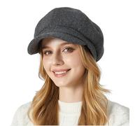 iEasey Dame Femme Unicolore Béret en Laine d'hiver Rétro Gavroche Chapeau Bonnet Chapeau d'hiver Casquette à visière Femme Français Élégantes Chaud Casquette Plate,Gris