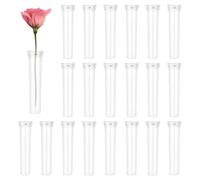 IEBTAWN 20 Tubes À Eau Pour Fleurs, Tubes À Fleurs Réutilisables, Tube De Fleur Transparent, Flacon Fleur Plastique Avec Bouchon, Tubes D'Eau De Fleurs, Conteneur Pour Fleur D'Eau, Protéger Les Fleurs