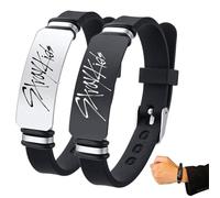 IEBTAWN Lot De 2 Bracelets Kpop Stray Kids En Silicone, Bijoux À Breloques Pour Cadeaux, Acier Inoxydable, Article De Fan, Cadeau Pour Stay, Accessoires Stray Kids