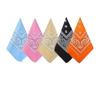 IEBTAWN Lot De 5 Bandanas 100% Coton Pour Femme, Homme, Enfant, Motif Paisley, 55Cm X 55 Cm