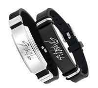 IEBTWN Lot De 2 Bracelets Kpop Stray Kids En Silicone, Bijoux À Breloques Pour Cadeaux, Acier Inoxydable, Article De Fan, Cadeau Pour Stay, Accessoires Stray Kids
