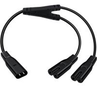 IEC 320 C8 to C7 Dual Power Cable 2.5A 250V C8 Male to C7 Female Extension Cable for Desk Lights,Laptop Chargers etc (Black,0.3m)