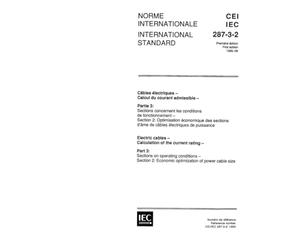 IEC 60287-3-2 Ed. 1.0 b:1995, Electric cables - Calculation of the current rating - Part 3: Sections on operating conditions - Section 2: Economic optimization of power cable size