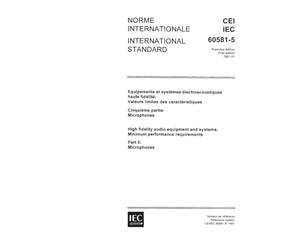 IEC 60581-5 Ed. 1.0 b:1981, High fidelity audio equipment and systems: Minimum performance requirements. Part 5: Microphones