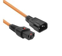 IEC LOCK ACT Câble d'alimentation C13 C14-1 m - Prise C13 vers fiche C14 - pour PDU, Serveur, équipement réseau, Orange - AK5036