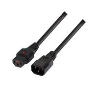 IEC-LOCK Rallonge d alimentation C14 / C13 à verrouillage noire - 3,0 m