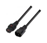 IEC-LOCK Rallonge d'alimentation C14 / C13 à verrouillage noire - 0,5 m