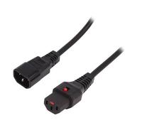 IEC-PC1002 Câble IEC C13 Femelle,IEC C14 mâle 0,5m Noir PVC 10A 250V IEC LOCK