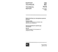 IEC/TR 60079-16 Ed. 1.0 b:1990, Electrical apparatus for explosive gas atmospheres. Part 16: Artificial ventilation for the protection of analyser(s) houses