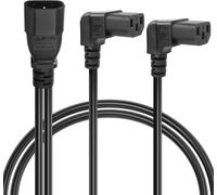 IEC320 C14 on Two C13 PDU,C14 Socket 90 Degree Dual Socket C13 Power Cables for Computers,(Left Angle 0.5M) (Up Angle 0.5M)