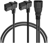IEC320 C14 on Two Power Extension C13 PDU,C14 Socket 90 Degree Dual Socket C13 Power Cables for Computers,(Left Angle 0.5M) (Left Angle 0.5M)