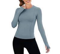 IECCP T-Shirt à Manches Longues pour Femme Top Basique Décontracté avec Col Rond Blouses de Plage Haut Tee-Shirt Chemise d'été