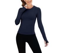 IECCP T-Shirt à Manches Longues pour Femme Top Basique Décontracté avec Col Rond Blouses de Plage Haut Tee-Shirt Chemise d'été