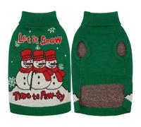 IECOii Pull de Noël pour chien de petite taille mâle et garçon, pull de Noël en tricot pour les vacances, col roulé avec trou pour laisse, bonhomme de neige et flocon de neige pour temps froid, taille