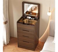 IEDHNGXN Chaise de Bureau, Organisateur de Maquillage Coiffeuse Moderne et Simple de Petite Taille, Style Girly, Commode multifonctionnelle intégrée(Brown)