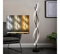 IEDZBEQ Lampadaire sur Pied Salon LED Lampadaire Dimmable Moderne Spirale Design Lampe Salon 3000K-6001K Intensité Variable en Continu,Télécommande Et Contrôle Pédale pour Chambre Et Bureau (Black)